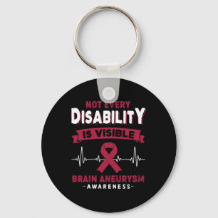 Brain Aneurysm Awareness Not Every Disability is V Keychain