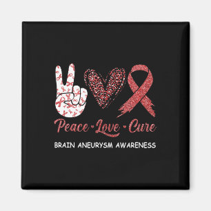 Brain Aneurysm Awareness Peace Love Cure Leopard 1 Magnet
