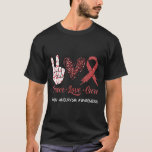 Brain Aneurysm Awareness Peace Love Cure Leopard 1 T-Shirt<br><div class="desc">Brain Aneurysm Awareness Peace Love Cure Leopard 1</div>