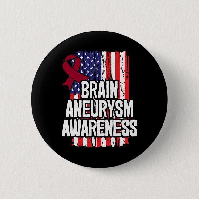 Brain Aneurysm Awareness Ribbon  2 Inch Round Button (Front)