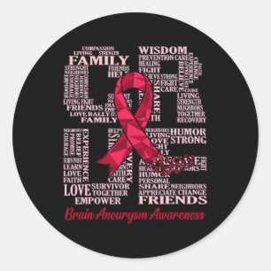 Brain Aneurysm Awareness Ribbon Month Support Grap Classic Round Sticker