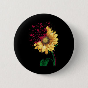 Brain Aneurysm AWARENESS Sunflower Burgundy Ribbon 2 Inch Round Button