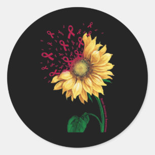 Brain Aneurysm AWARENESS Sunflower Burgundy Ribbon Classic Round Sticker