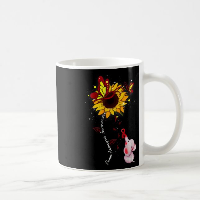 Brain Aneurysm Awareness Sunflower Elephant Men  Coffee Mug (Right)