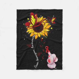 Brain Aneurysm Awareness Sunflower Elephant Men Fleece Blanket