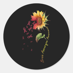 Brain Aneurysm Awareness Sunflower Shirt Classic Round Sticker