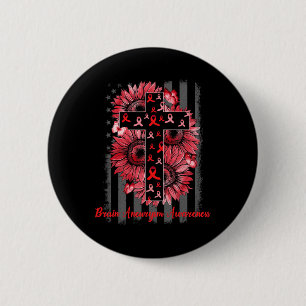 Brain Aneurysm Awareness Sunflower Warrior Support 2 Inch Round Button