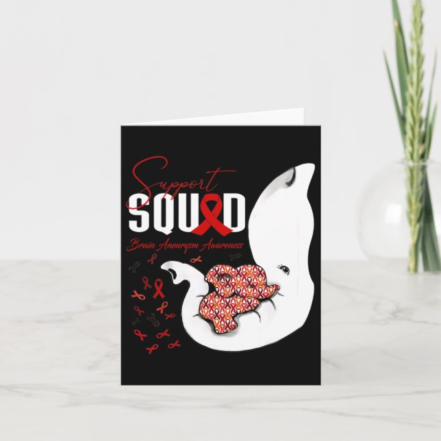 Brain Aneurysm Awareness Support Squad Elephant  Card (Front)