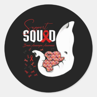 Brain Aneurysm Awareness Support Squad Elephant  Classic Round Sticker