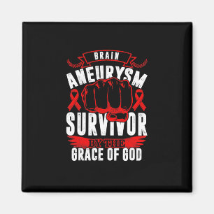 Brain Aneurysm Awareness Survivor By God Grace Red Magnet