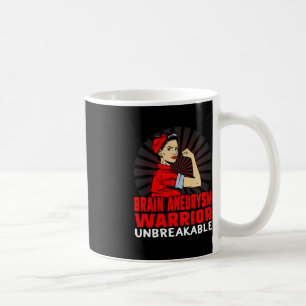 Brain Aneurysm Awareness Unbreakable Women red Rib Coffee Mug