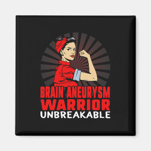 Brain Aneurysm Awareness Unbreakable Women red Rib Magnet