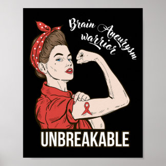 Brain Aneurysm Awareness  Warrior Unbreakable Tee  Poster