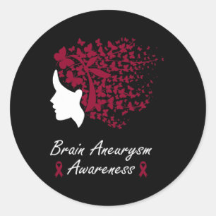 Brain Aneurysm Awareness - Women Butterflies Hair  Classic Round Sticker