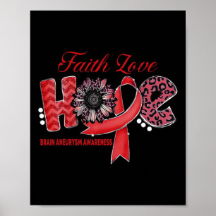 Brain Aneurysm Awarenesshope Ribbon Sunflower Poster