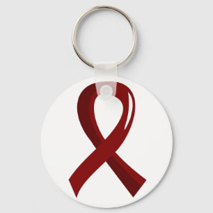 Brain Aneurysm Burgundy Ribbon 3 Keychain