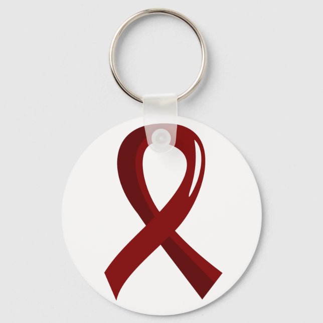 Brain Aneurysm Burgundy Ribbon 3 Keychain (Front)