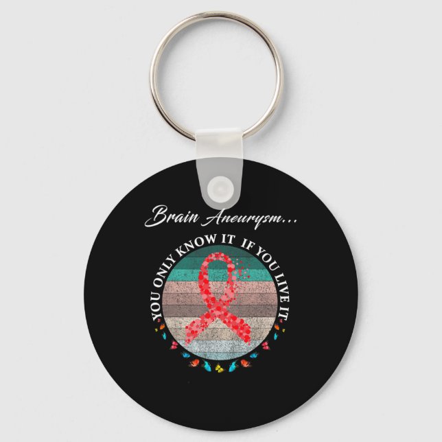 Brain Aneurysm Warrior I'm Fine 1 Keychain (Front)