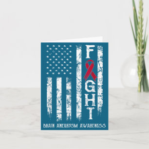 Brain aneurysm warrior us flag Illustration Card