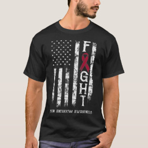 Brain Aneurysm Warrior Us Flag  T-Shirt