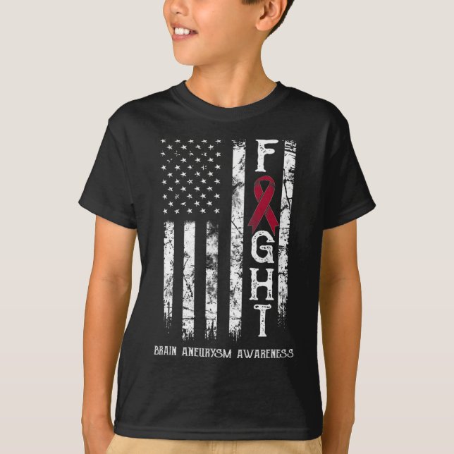 Brain Aneurysm Warrior US Flag  T-Shirt (Front)