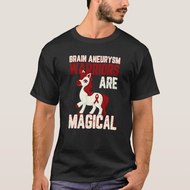 Brain Aneurysm warriors are magical burgundy Ribbo T-Shirt (Front)