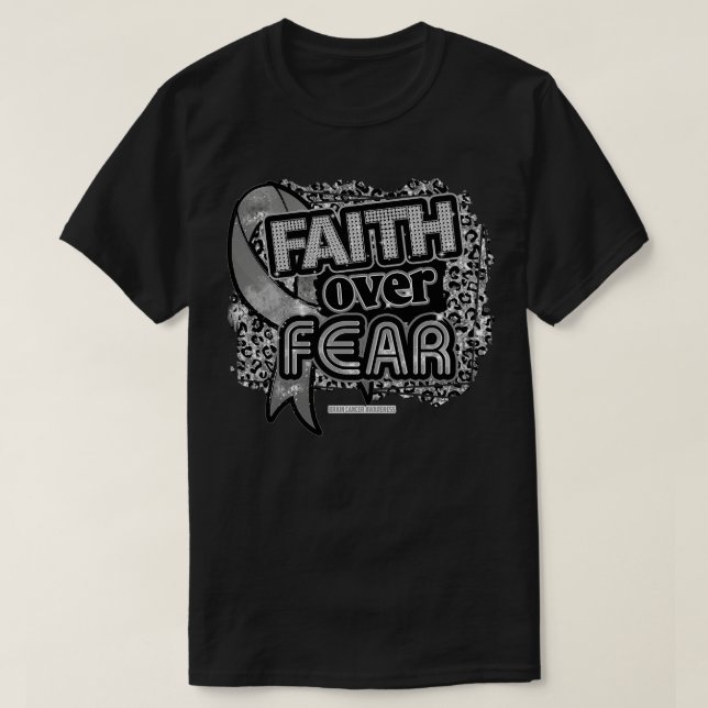 Brain awareness Ribbon Faith Over Fear Leopard Gif T-Shirt (Design Front)