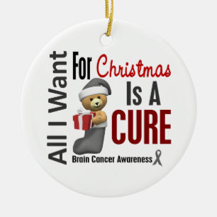 Brain Cancer All I Want For Christmas Ornaments