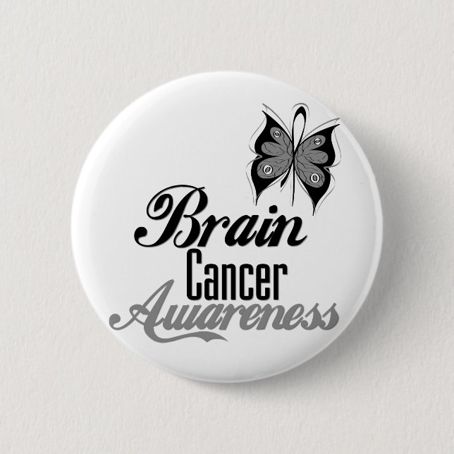 Brain Cancer Awareness Butterfly 2 Inch Round Button (Front)