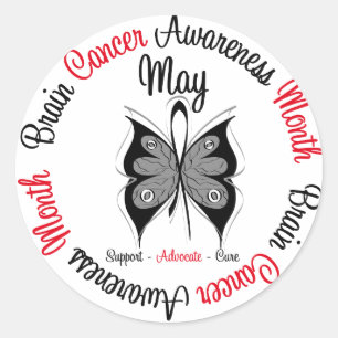 Brain Cancer Awareness Month Circular Classic Round Sticker