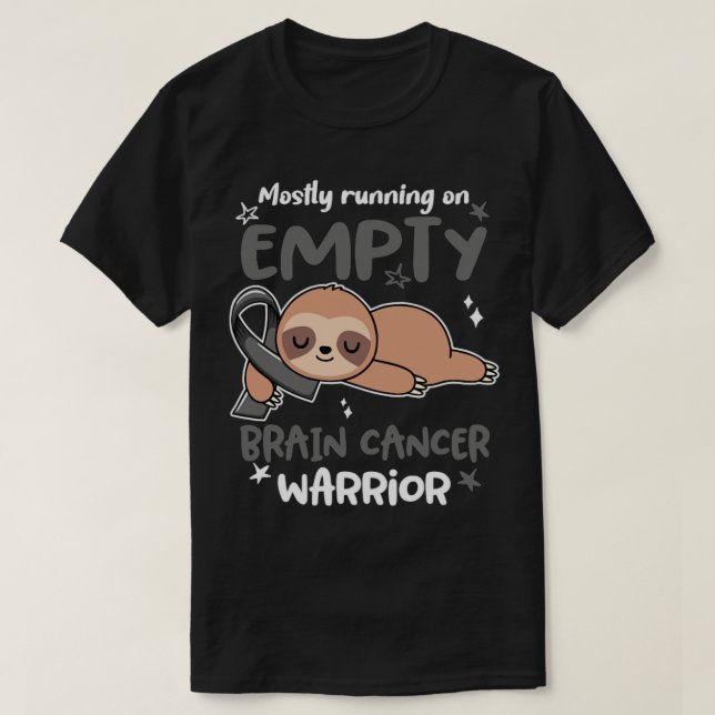 Brain Cancer Awareness Mostly Running On Empty Bra T-Shirt (Design Front)
