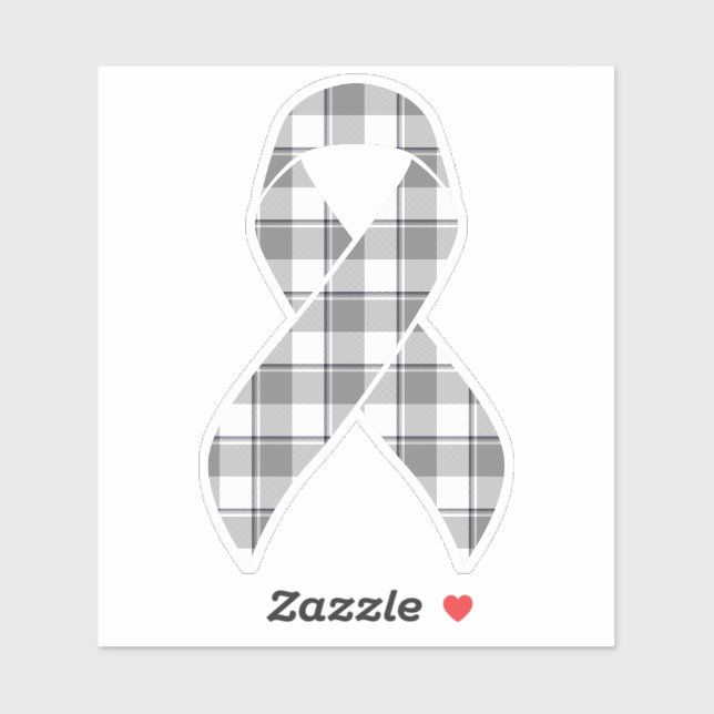 Brain Cancer Awareness Plaid Gray Ribbon (Sheet)
