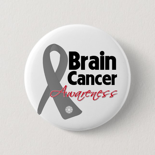Brain Cancer Awareness Ribbon 2 Inch Round Button (Front)