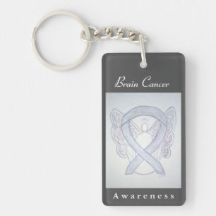 Brain Cancer Awareness Ribbon Angel Key Chain