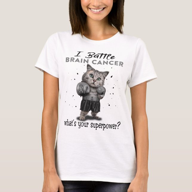 Brain Cancer Awareness Ribbon Support Gifts T-Shirt (Front)