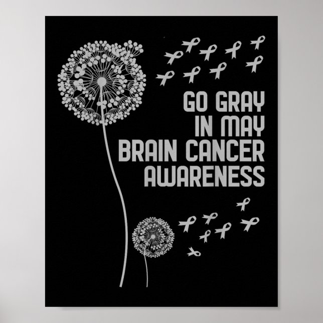 Brain Cancer Awareness Shirt Wear Grey Fight Brain Poster (Front)