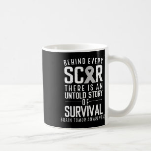 Brain Cancer Awareness Survivor Grey Ribbon Brain  Coffee Mug