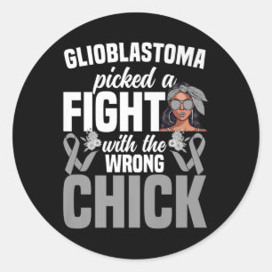 Brain Cancer Awareness Women Girls Tumor Glioblast Classic Round Sticker