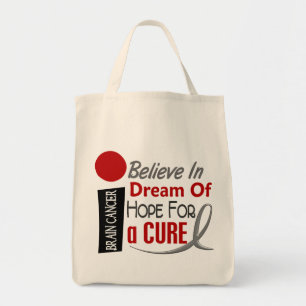 Brain Cancer BELIEVE DREAM HOPE Tote Bag