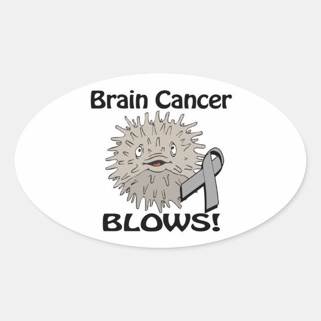 Brain Cancer Blows Awareness Design Oval Sticker (Front)