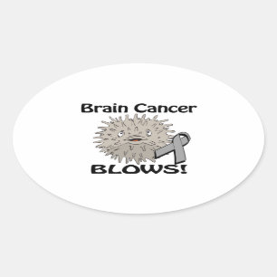 Brain Cancer Blows Awareness Design Oval Sticker