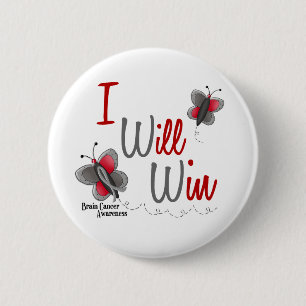 Brain Cancer Butterfly 2 I Will Win Inch Round Button