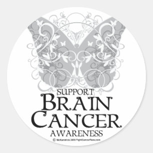 Brain Cancer Butterfly Classic Round Sticker