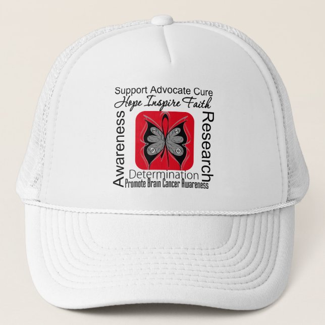 Brain Cancer Butterfly Inspirations Trucker Hat (Front)
