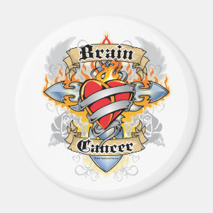 Brain Cancer Cross & Heart Magnet