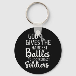 Brain Cancer Fighter Survivor Motivational Grey Ri Keychain