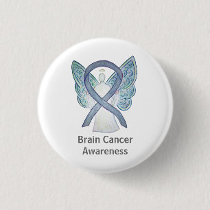 Brain Cancer Grey Awareness Ribbon Angel Pin