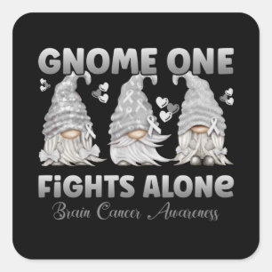 Brain Cancer Grey Ribbon Gnome Square Sticker