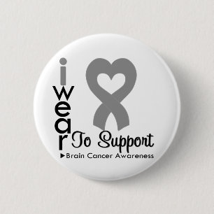 Brain Cancer Heart Ribbon Awareness 2 Inch Round Button