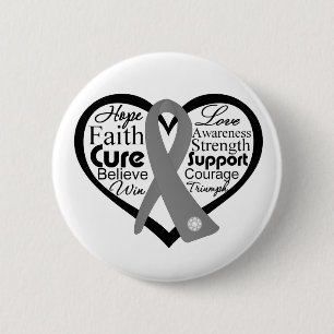 Brain Cancer Heart Ribbon Collage 2 Inch Round Button